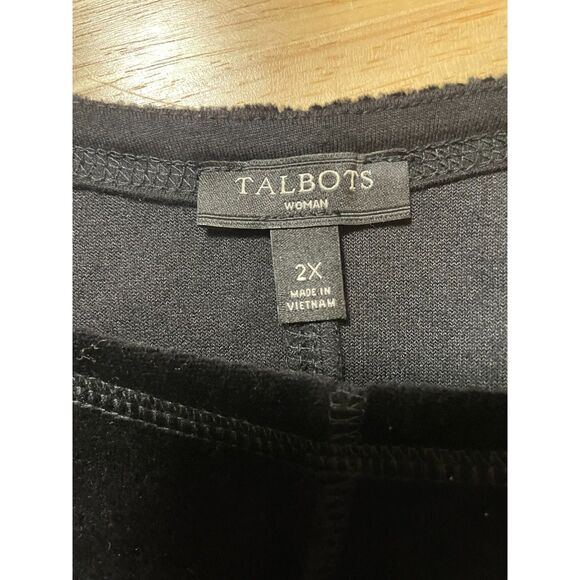 Talbots Woman Black Stretch Velvet Shift Dress 2X NWT $149 3/4 Sleeve Scoop - Picture 2 of 8